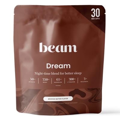 Beam Dream Sleep Powder Brownie Batter, L-Theanine, Apigenin, Reishi & Magnesium, Third Party Tested Natural Sleep Aid & Sleep Supplement, Health and Wellness Gift, Natural Sleep Support, 30 Servings