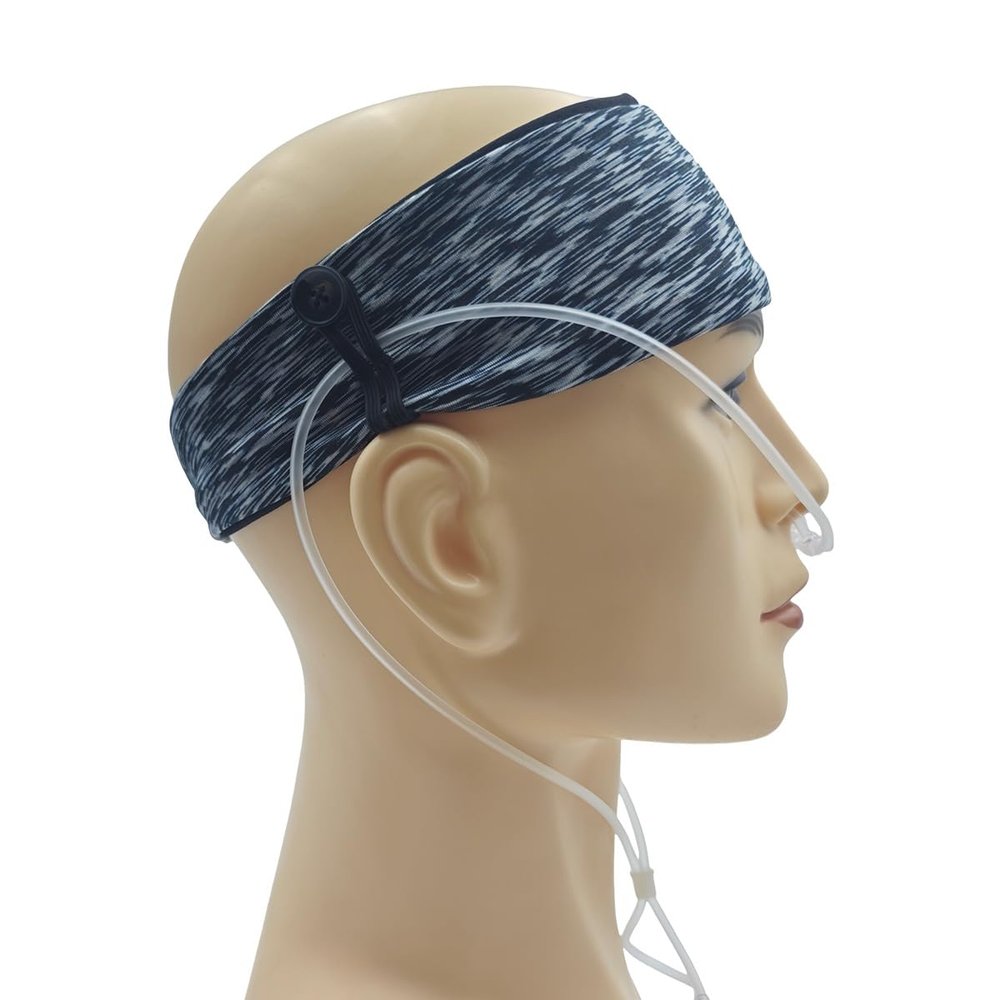 MAGNEECH Comfortable Ear Protectors for Oxygen Tubing - Cannula Headband Hairband | Elevate Your Oxygen Experience, Secure Fit to Prevent Ear Soreness (Black and white stripes)