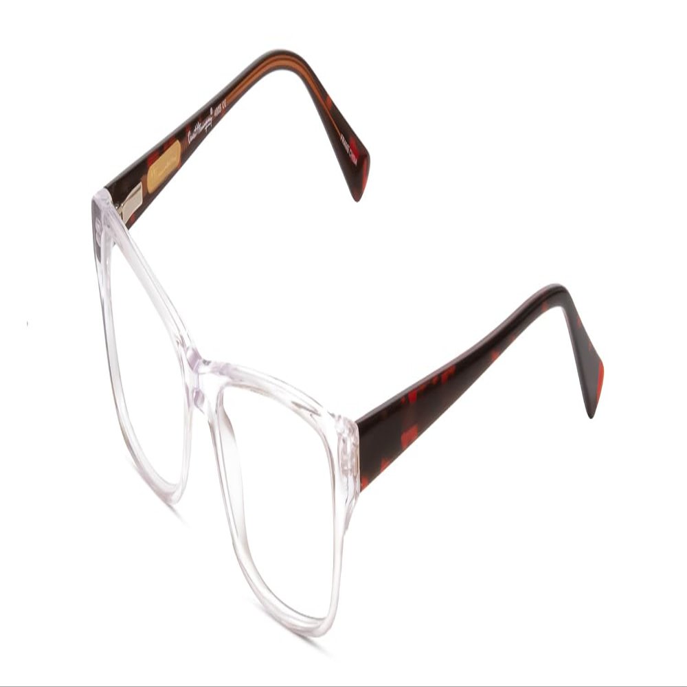Calabria Ernest 4805 Cat-Eye Blue Light Blocking Reading Glasses +2.25 Clear Crystal/Red Brown Tortoise Women