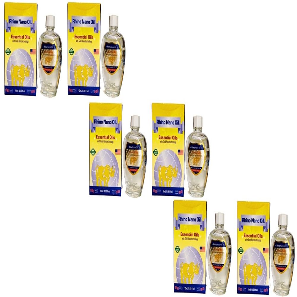 3 Packs - Twin Rhino Nano Essential Oil - 6 Chai Dau Con Te Giac Cong Nghe Nano - 10mL per Bottle with 6 Bottles per Order - Made in U.S.A.