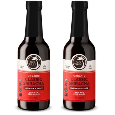 Big Tree Farms Organic Coco Aminos - Liquid Coconut Aminos, Soy-Free Sauce, Low Sodium, Soy Alternative, Gluten Free, Kosher, Marinade & Sauce, Non-GMO - Classic Sriracha, 10 Fl Oz (Pack of 2)
