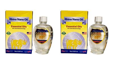 1 Pack - Twin Bottles Rhino Nano Essentail Oil - Hai Chai Dau Con Te Giac Cong Nghe Nano - 10mL per Bottle x 2 Bottles per Order - Made in U.S.A.