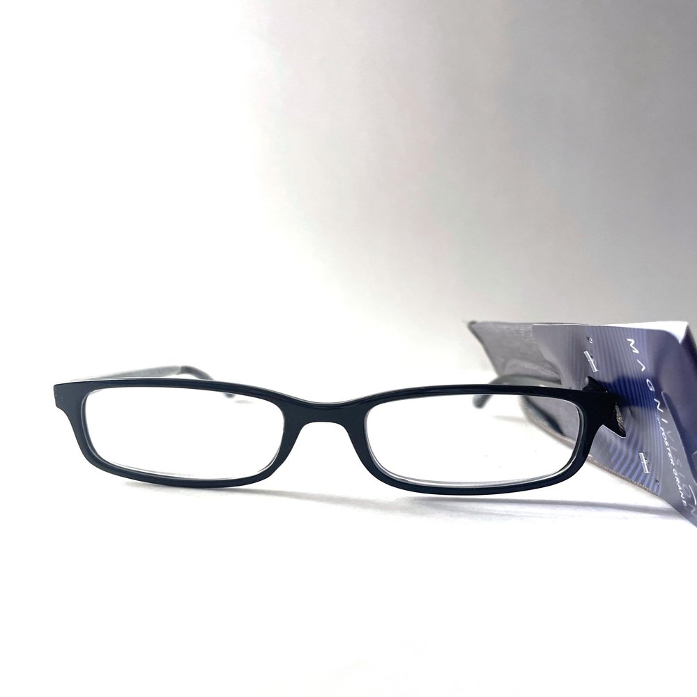 Foster Grant Reading Glasses by Magnavision. Black. Rectangular. Boston. Flexible Hinge Temples +2.00