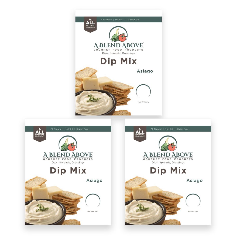 A Blend Above Asiago Dip Mix Seasoning (3 Pack) - Gluten-Free, No MSG, All Natural, Vegan, No Preservatives, Vegetable Dip, Keto Friendly, Low Carb, Easy to Make