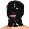 DORAFEI Latex Hood Rubber Full Face Mask Black Mouth Open Nose Hole Customized 0.4MM (Black, L) view 1
