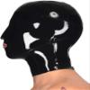 DORAFEI Latex Hood Rubber Full Face Mask Black Mouth Open Nose Hole Customized 0.4MM (Black, L) view 3
