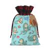 WURTON Marine Sea Life Print Xmas Drawstring Gift Bags Christmas Wrapping Bags For Party Christmas Holiday Bag view 1