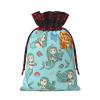 WURTON Marine Sea Life Print Xmas Drawstring Gift Bags Christmas Wrapping Bags For Party Christmas Holiday Bag view 2