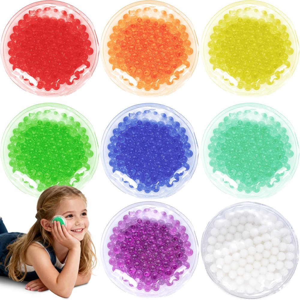 Boo Boo Hot Cold Ice Packs for Pain Relief, Lunch Bags Ice Packs, Reusable Gel Ice Pack for Kids Injuries, Fever, Wisdom Teeth, Tired Eyes, Headaches (8 Colors  Round)