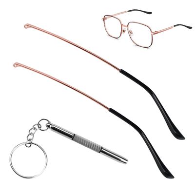 1 Pair Metal Glasses Replacement Arms and Multifunctional 3 in 1 Screwdriver Glasses Repair ToolsEyewear Frame Temple Replacement Accessories for Thin Metal Glasses, SunglassesRose Gold