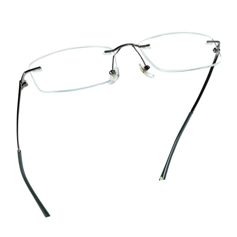 LifeArt Pure Titanium Frame Glasses/Blue Light Blocking Reading Glasses, Reduce Eyestrain, Stylish for Men and Women(Grey,+1.50 Magnification)