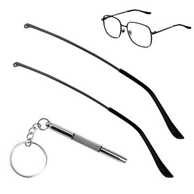 1 Pair Metal Glasses Replacement Arms and Multifunctional 3 in 1 Screwdriver Glasses Repair ToolsEyewear Frame Temple Replacement Accessories for Thin Metal Glasses, SunglassesBlack