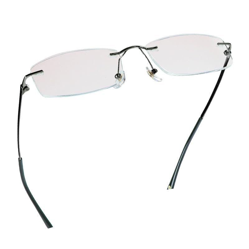 LifeArt Pure Titanium Frame Glasses/Blue Light Blocking Reading Glasses, Reduce Eyestrain, Stylish for Men and Women(Grey,+1.50 Magnification)