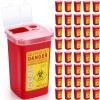 Nuogo 40 Pcs 1 Quart Flip Top Sharps Container Sharps Disposal Container Small Trash Bin Portable for Tattoo Parlors Use Office Barbershop Home Travel Use view 1