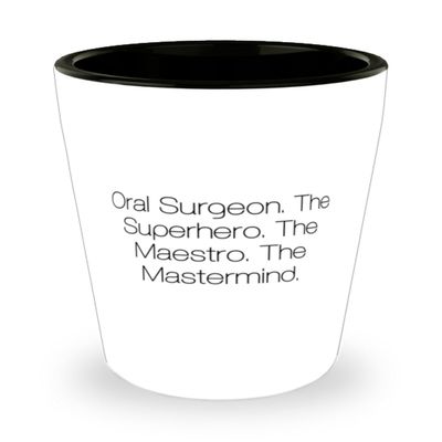 Amangny Gag Oral surgeon Gifts, Oral Surgeon. The Superhero. The Maestro. The, Birthday Shot Glass For Oral surgeon from Team Leader, Dental surgery, Toothbrush, Toothpaste, Floss, Mouthwash