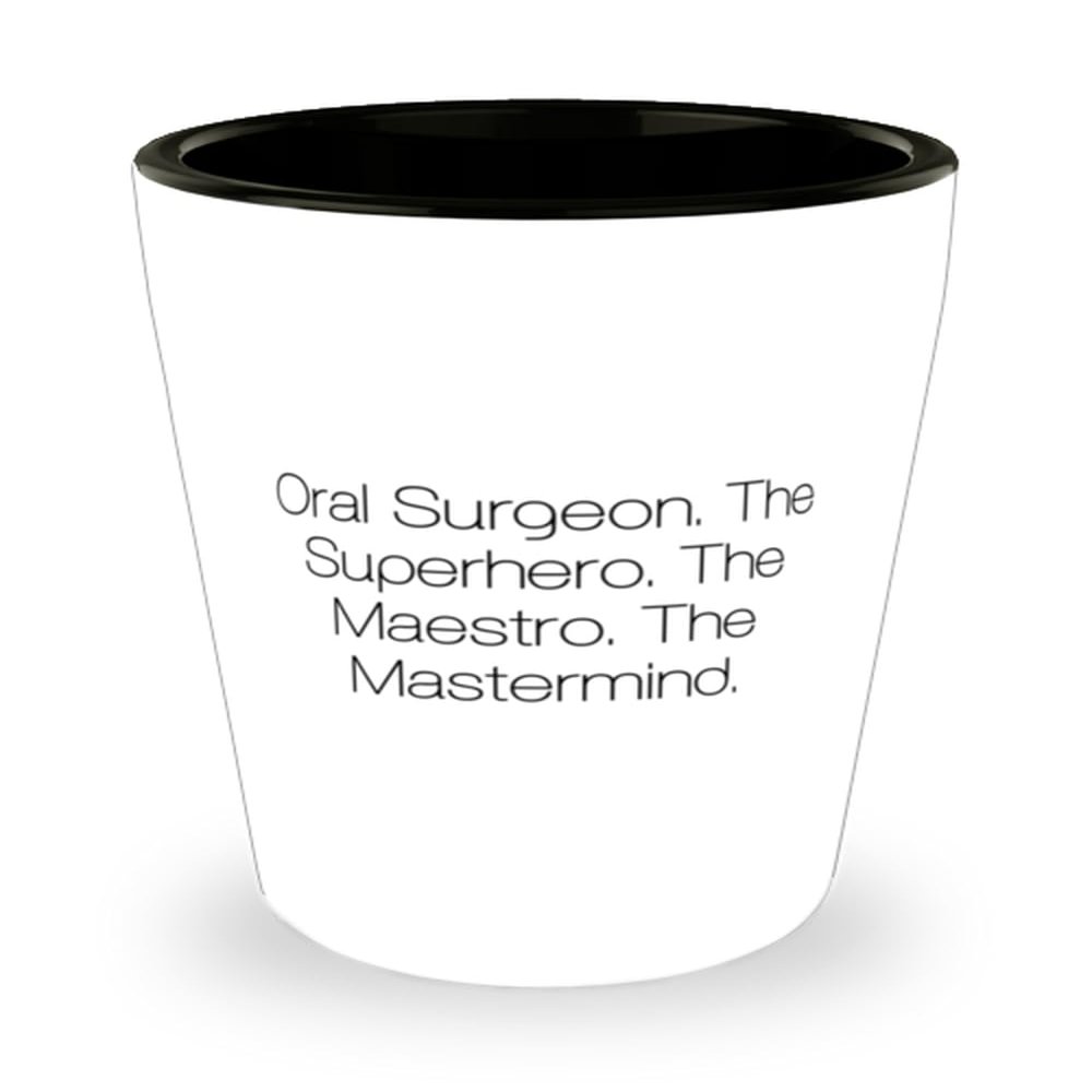 Amangny Gag Oral surgeon Gifts, Oral Surgeon. The Superhero. The Maestro. The, Birthday Shot Glass For Oral surgeon from Team Leader, Dental surgery, Toothbrush, Toothpaste, Floss, Mouthwash