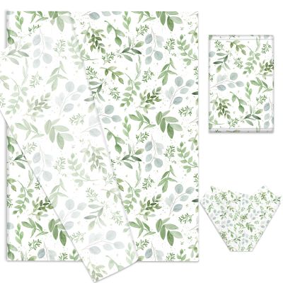 100 Sheets Greenery Tissue Paper Watercolor Green Leaves Art Tissue Spring Wrapping Paper for Birthday Wedding DIY Crafts Gift Packing, 20 x 14 Inch