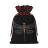ZISHAK Dragonfly Black Exquisite Patchwork Burlap Drawstring Gift Bagversatile Cloth Art Gift Bag For Festivities view 2