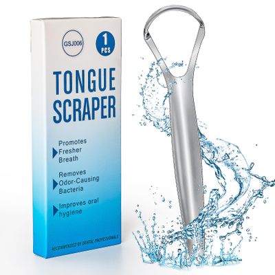 AILE Tongue Scraper, 100% Useful Surgical Stainless Steel Tongue Cleaner for Both Adults and Kids, Professional Reduce Bad Breath Metal Tongue Scrapers, Help Your Oral Hygiene"