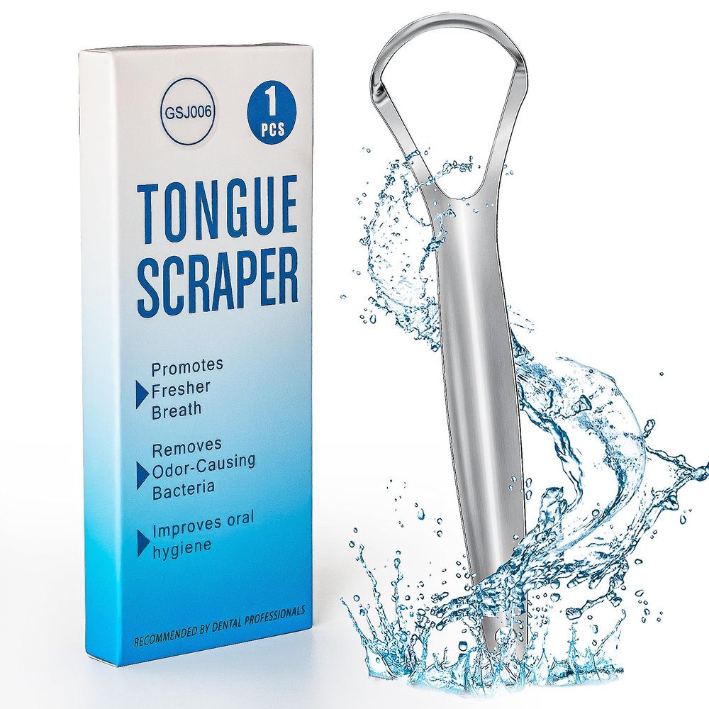 AILE Tongue Scraper, 100% Useful Surgical Stainless Steel Tongue Cleaner for Both Adults and Kids, Professional Reduce Bad Breath Metal Tongue Scrapers, Help Your Oral Hygiene"