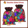 ZISHAK Rainbow Stars Exquisite Patchwork Burlap Drawstring Gift Bagversatile Cloth Art Gift Bag For Festivities view 3