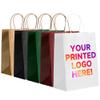 1000 PCS Custom Printed Kraft Paper Bags for Small Business, 5.8 * 3.2 * 8.25 Inch Small Size, Personalized Retail Gift Bags with Logo, Brown White Shopping Paper bag with Handle, Goodie Bag view 1