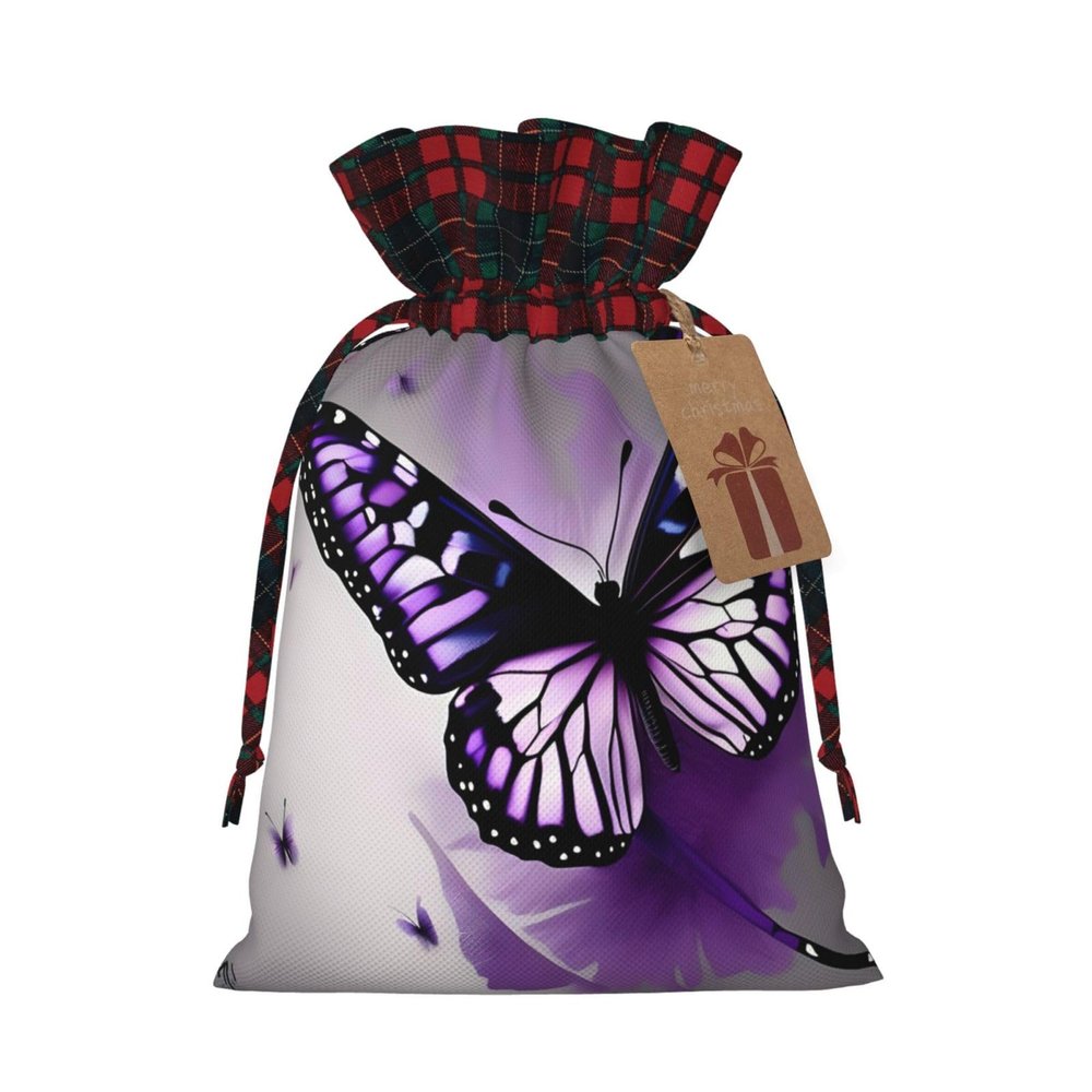 Beautiful Purple Butterfly Art Artistic Patchwork Burlap Gift Bagspremium Fabric Gift Bags For Holidays And Celebrations