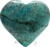 2.1" 300ct Blue Green Chrysocolla w/Inclusions Carved Heart Polished Natural Gemstone Crystal Mineral Collectible Specimen - Peru + Stand view 1