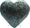2.1" 300ct Blue Green Chrysocolla w/Inclusions Carved Heart Polished Natural Gemstone Crystal Mineral Collectible Specimen - Peru + Stand view 2