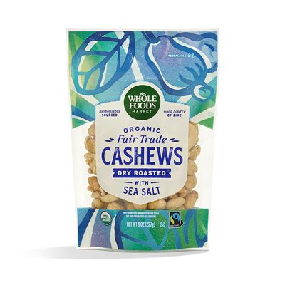 Whole Foods Market, Cashews Dry Roasted Sea Salt Fair Trade Organic 8 Ounce