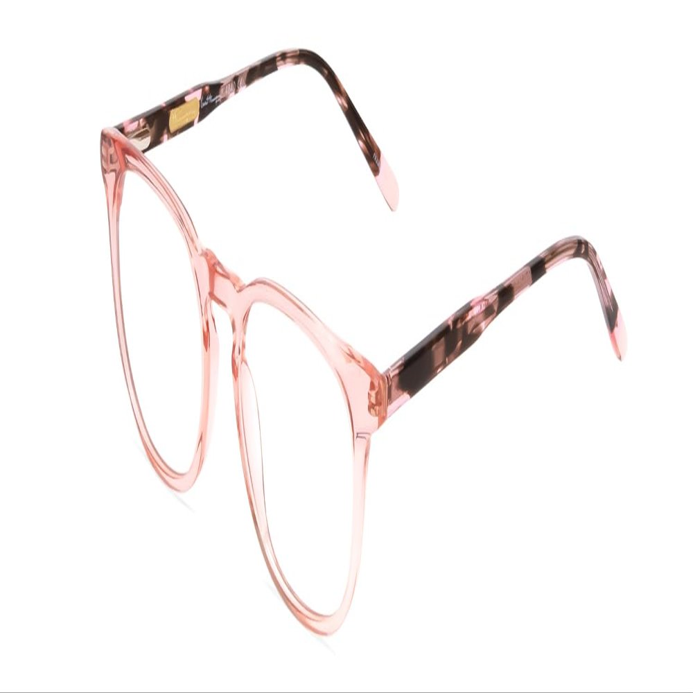 Calabria Ernest 4840 Cat-Eye Blue Light Blocking Reading Glasses +2.50 Pink Crystal/Brown Rose Amber Glitter Tortoise Women