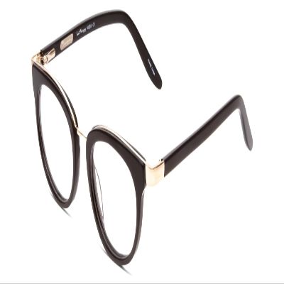 Calabria Ernest 4838 Cat Eye Reading Glasses +0.50 Gloss Black/Gold Accents Women