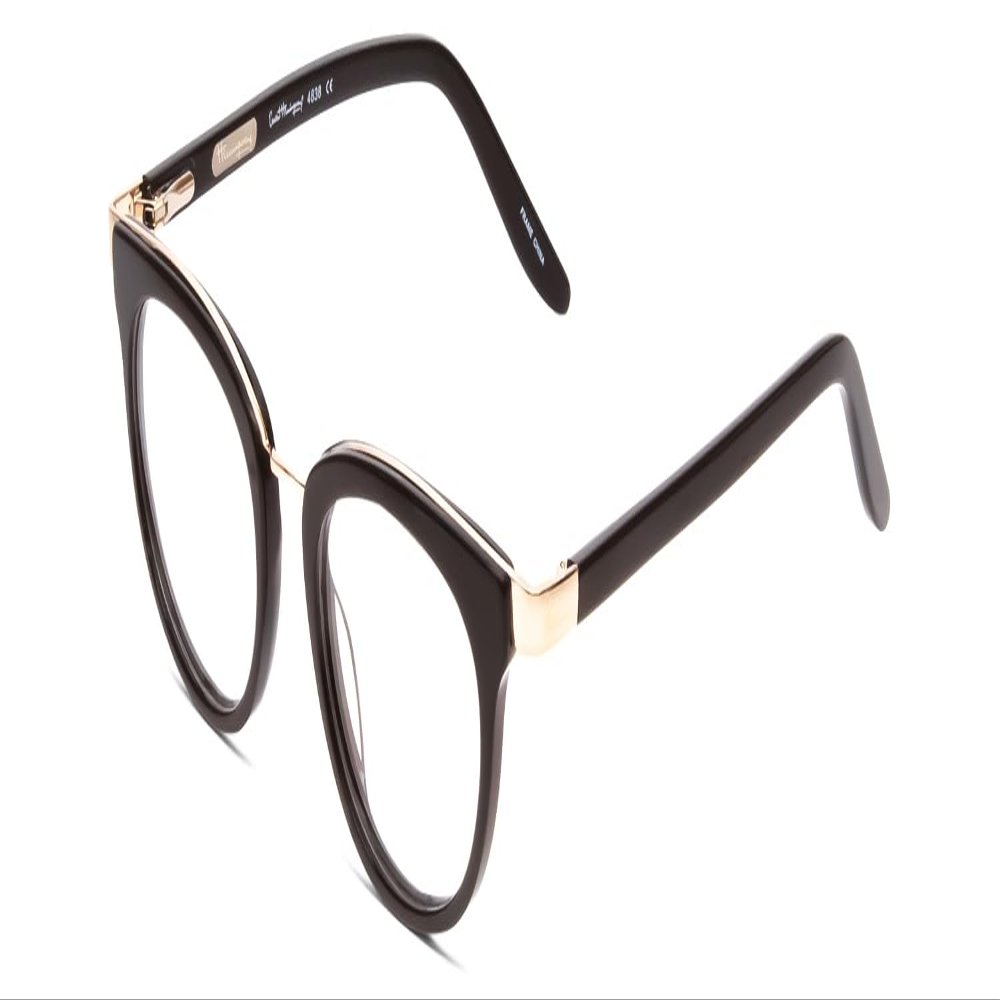 Calabria Ernest 4838 Cat Eye Reading Glasses +0.50 Gloss Black/Gold Accents Women
