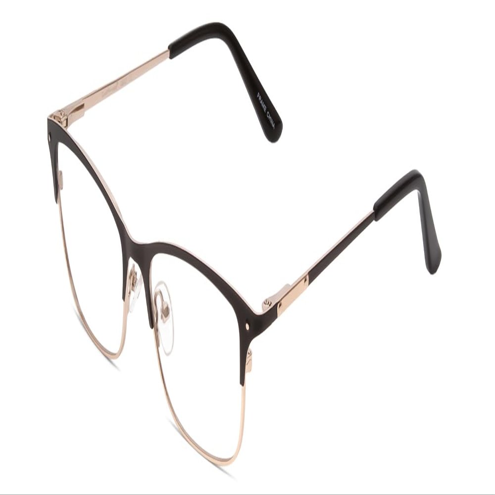 Calabria Ernest 4842 Cat-Eye Blue Light Blocking Reading Glasses +2.50 Satin Metallic Black Gold Men Women