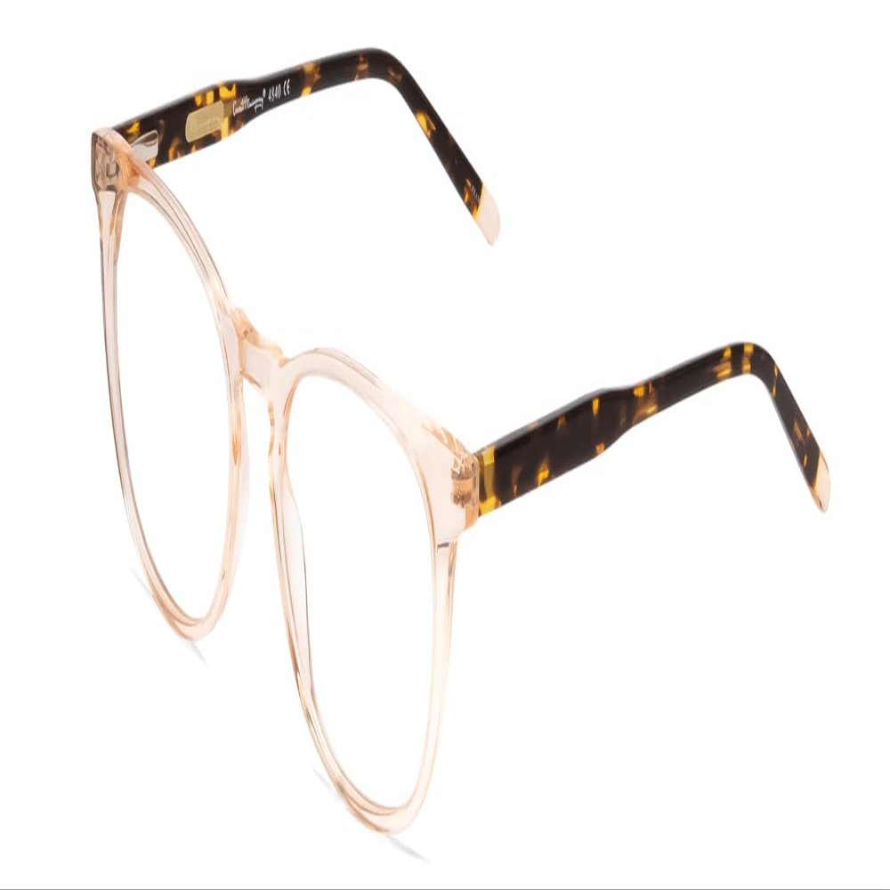Calabria Ernest 4840 Cat-Eye Blue Light Filter Reading Glasses +0.75 Wheat Crystal/Brown Amber Yellow Glitter Tortoise Women