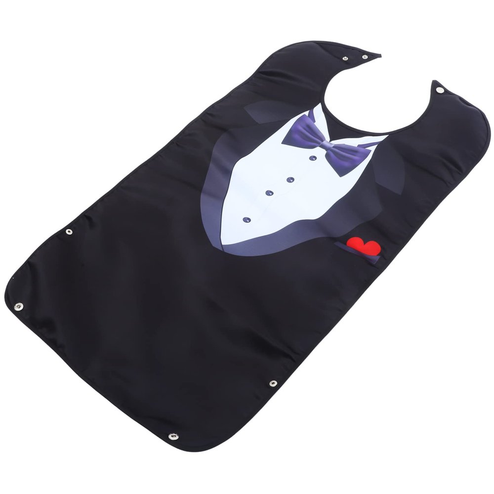 KOMBIUDA Adults Eating Bib Elderly Clothing Protector Snap Buckles Reusable Adult Bib for Seniors Double-layer Design for Easy Cleaning