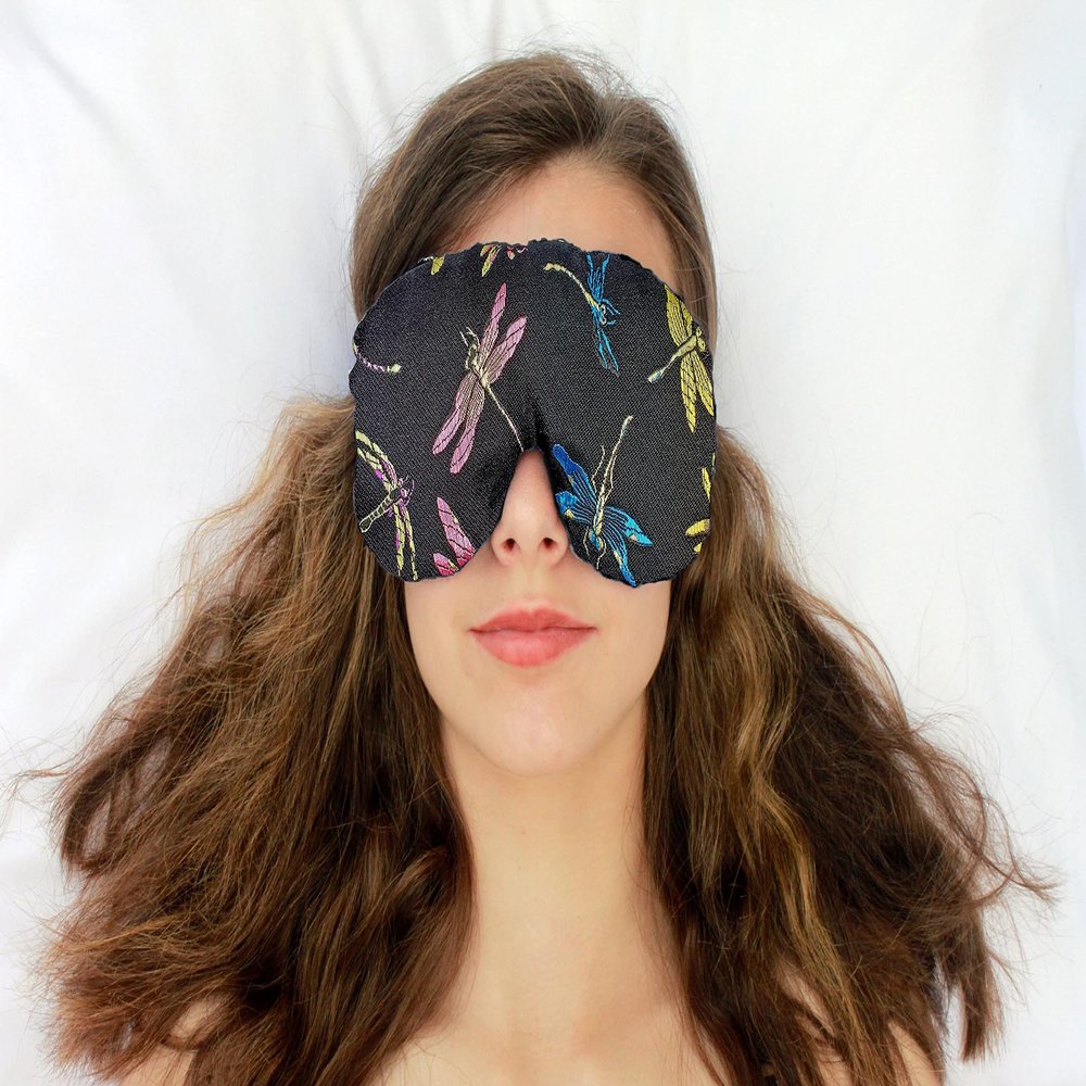 Candi Andi Luxe Handmade Blackout Sleep Eye Mask - Adjustable Strap - Lavender Scented - Dragonfly Nite - TEML-DF