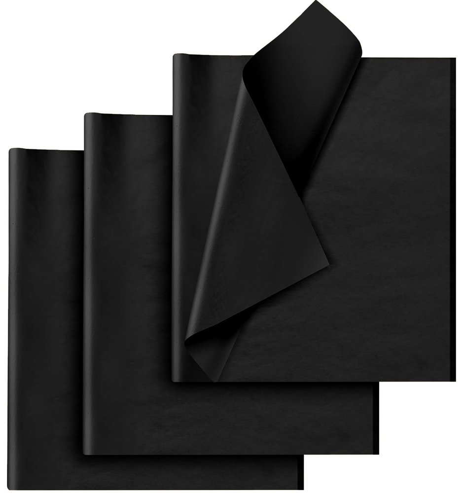 50 Sheets Black Tissue Paper for Gift Bags - Black Wrapping Tissue Paper Bulk for Weddings Birthday DIY Project Halloween Christmas Gift Wrapping Crafts Decor (14 x 20 Inch)