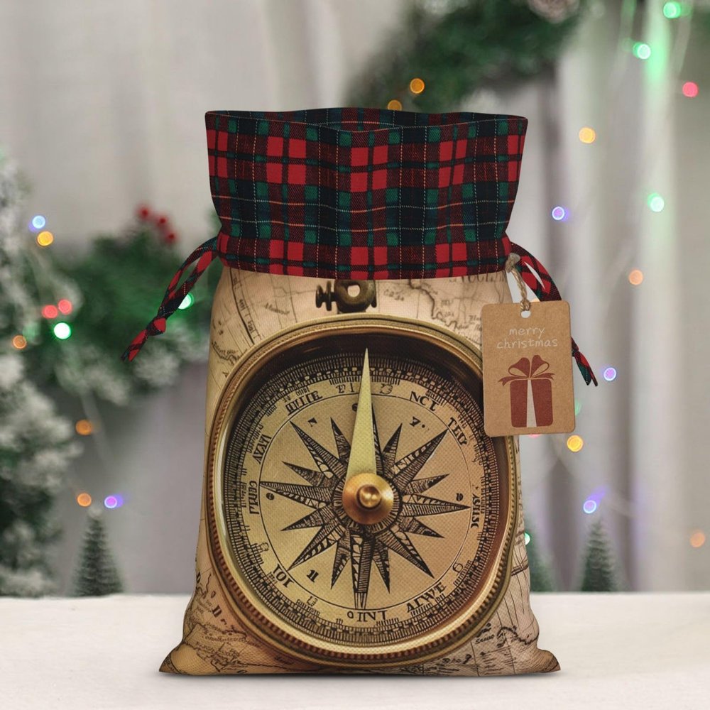Christmas Gift Bags With Drawstring Law Of The Compass Navigation Print Burlap Gift Bags Christmas Linen Treat Sacks Gift Wrapping Bags Xmas Holiday Party Favors Bags