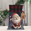 Kururi Christmas Gift Bags With Drawstring Merry Christmas Santa Print Burlap Gift Bags Christmas Linen Treat Sacks Gift Wrapping Bags Xmas Holiday Party Favors Bags view 1