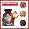 Kururi Christmas Gift Bags With Drawstring Merry Christmas Santa Print Burlap Gift Bags Christmas Linen Treat Sacks Gift Wrapping Bags Xmas Holiday Party Favors Bags view 4