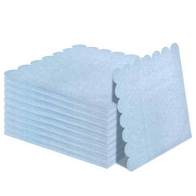 50 Pieces 3-ply Light Blue Napkins Disposable Folded 5 x 5 Inches Scalloped Cocktail Napkins Paper Napkins for Dinner Wedding Birthday Party Dessert Napkins