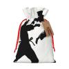 Dwrepo Kickboxing Print Christmas Gift Bag Burlap Reusable Drawstring Bags Xmas Favor Sack Gift Wrapping Bags For Holiday Wedding Christmas New Year'S Day Small view 1