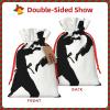 Dwrepo Kickboxing Print Christmas Gift Bag Burlap Reusable Drawstring Bags Xmas Favor Sack Gift Wrapping Bags For Holiday Wedding Christmas New Year'S Day Small view 2