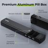 AUVON Metal Weekly Pill Organizer with Slide Design, Stylish Travel Pill Box 7 Day for Privacy Protection, Aluminum Alloy Pill Case with Large Compartment for Supplements, Fish Oil (Black) view 2