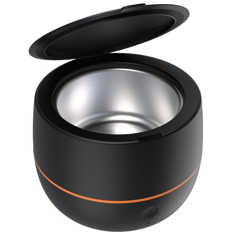 ARGOMAX Ultrasonic Retainer Cleaner for Dentures: 24W 200ml Portable Ultrasonic Cleaner Machine for All Dental Aligner, Braces, Mouth Guards, Toothbrush Head, Shaver Head, Jewelry - Black+Orange.