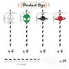 24Pcs Space Astronaut Straws Space Themed Birthday Party Decorations Space Paper Straws Decor Astronaut Baby Shower Party Decor Planet Baby Anniversary Party Supplies Black Red view 2
