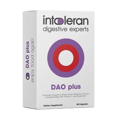 Intoleran DAO Plus Digestive Enzymes - 50 Capsules | Supplement for Histamine Intolerance & DAO Deficiency | Healthy Histamine Levels | 30,000 HDU Diamine Oxidase (DAO) Enzyme | Vitamin C & Quercetin