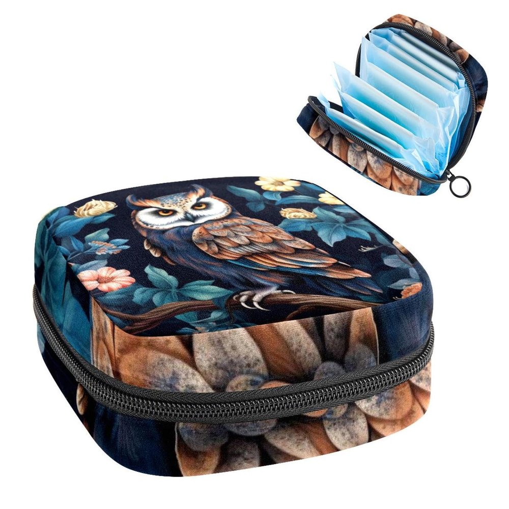RODAILYCAY Sanitary Napkin Storage Bag for Feminine Pads, First Period Kit for Women, Owl Portable Menstrual Period Sanitary Pouch