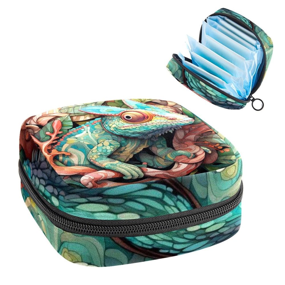 RODAILYCAY Sanitary Napkin Storage Bag for Feminine Pads, First Period Kit for Women, Chameleon Portable Menstrual Period Sanitary Pouch